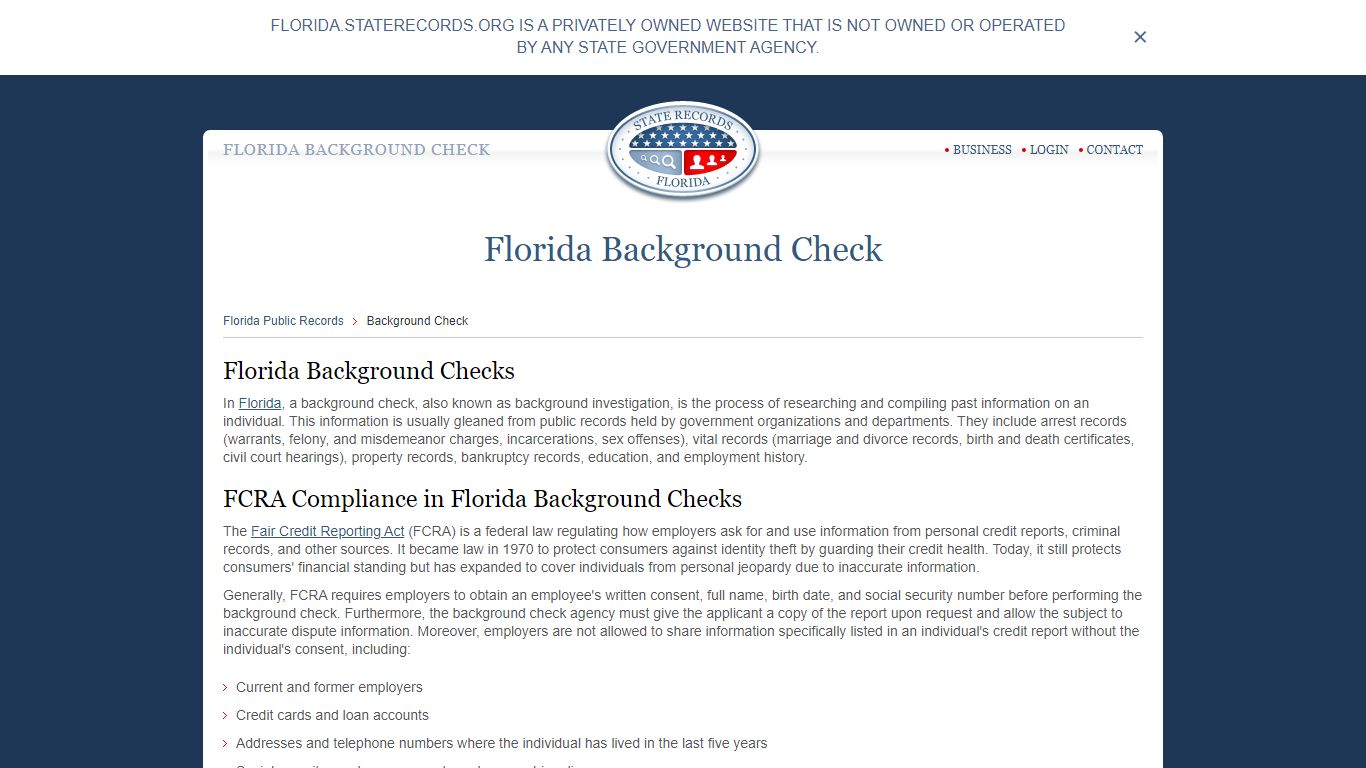Florida Background Check | StateRecords.org
